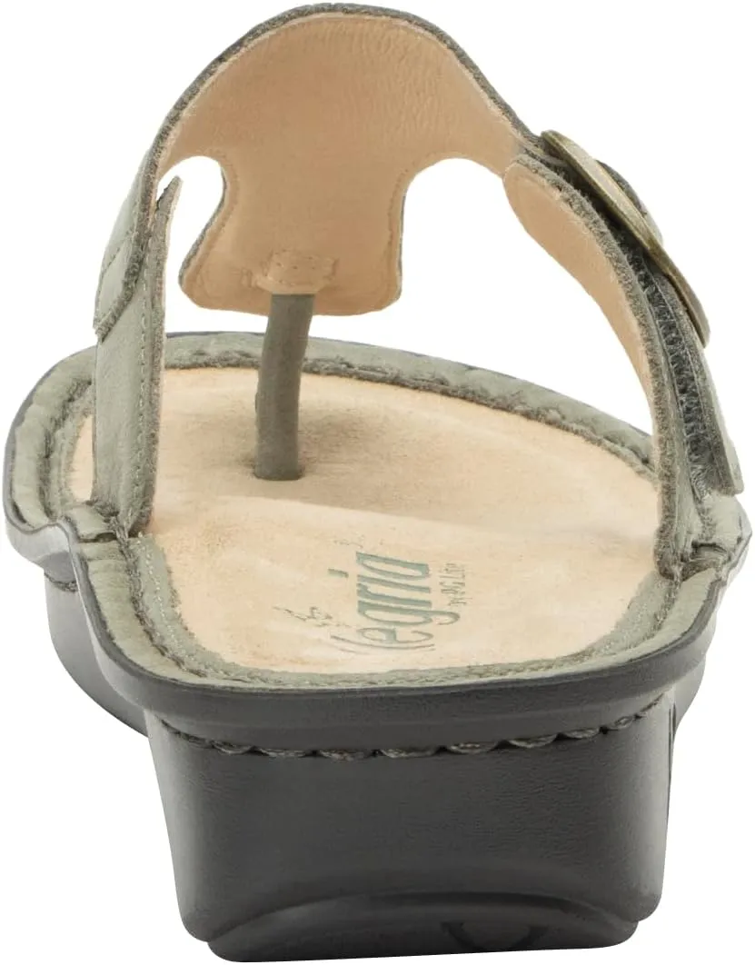 Alegria Women Vella - Timeless Comfort, Arch Support and Travel Style - Casual Flip Flop Slide for Everyday Elegance - Lightweight Leather Thong Sandal