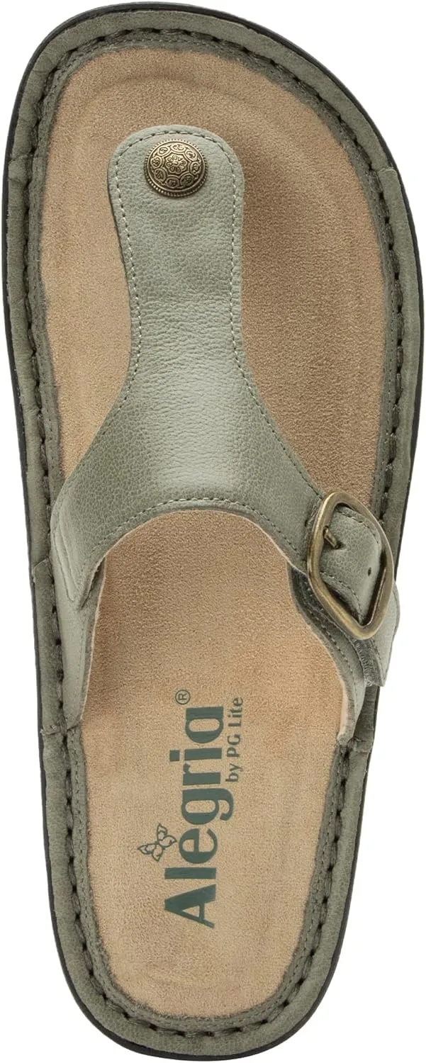 Alegria Women Vella - Timeless Comfort, Arch Support and Travel Style - Casual Flip Flop Slide for Everyday Elegance - Lightweight Leather Thong Sandal