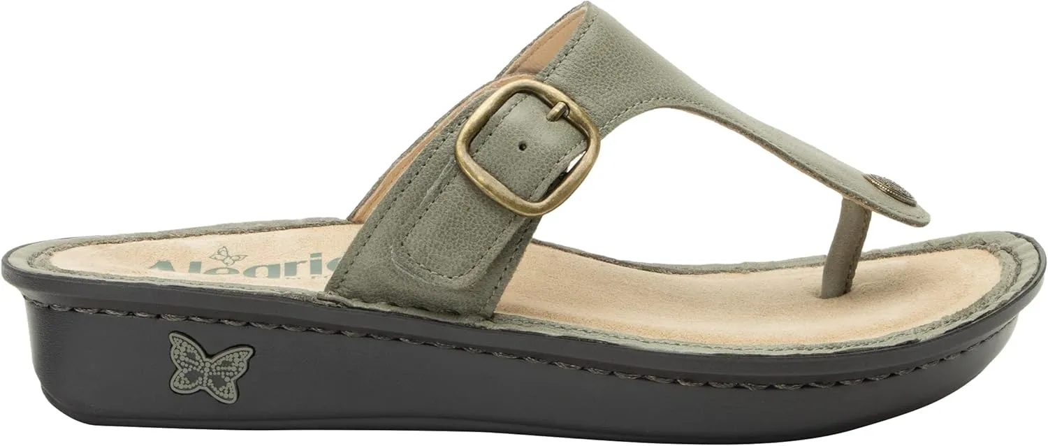 Alegria Women Vella - Timeless Comfort, Arch Support and Travel Style - Casual Flip Flop Slide for Everyday Elegance - Lightweight Leather Thong Sandal