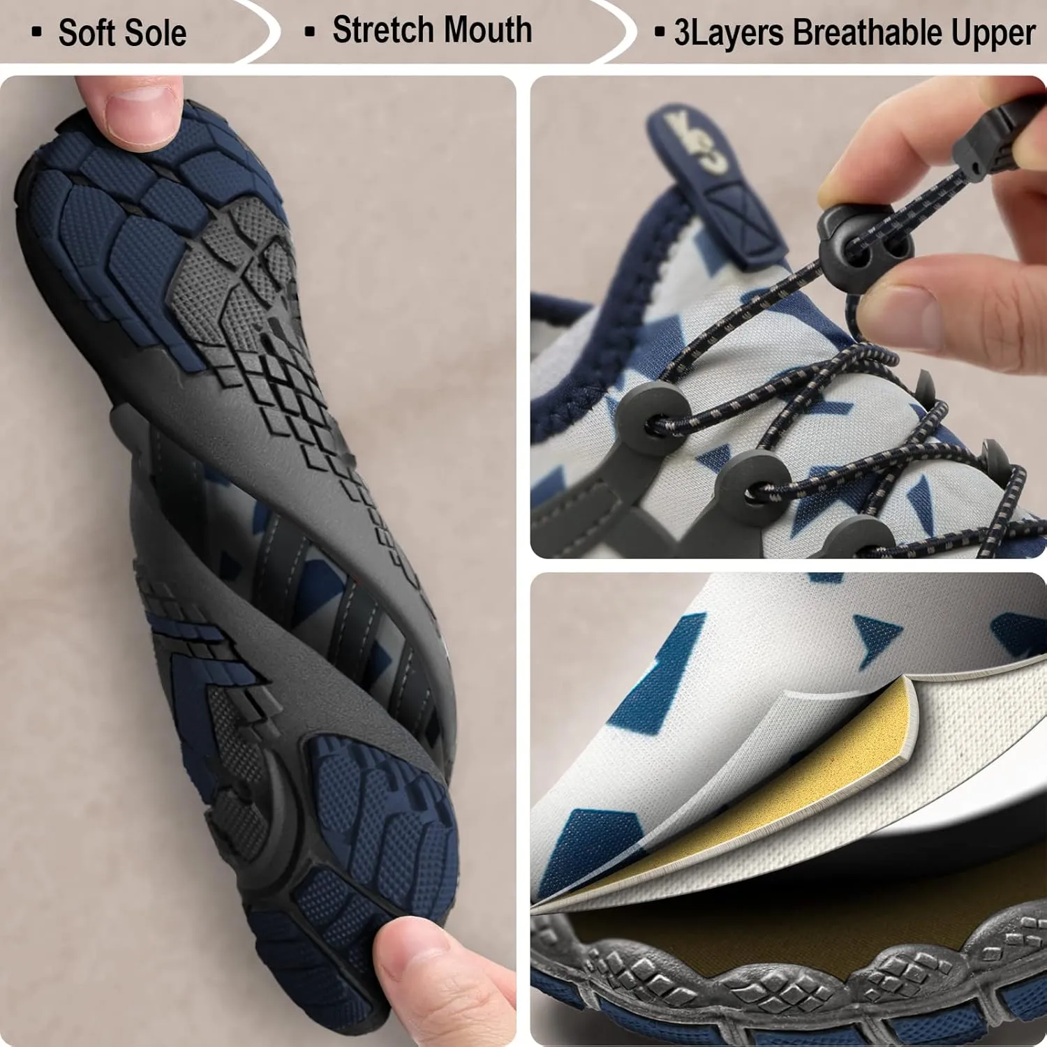 BULLIANT Water Shoes Men, Unisex Barefoot Aqua Shoes for Men Women Hiking Swimming Shoe