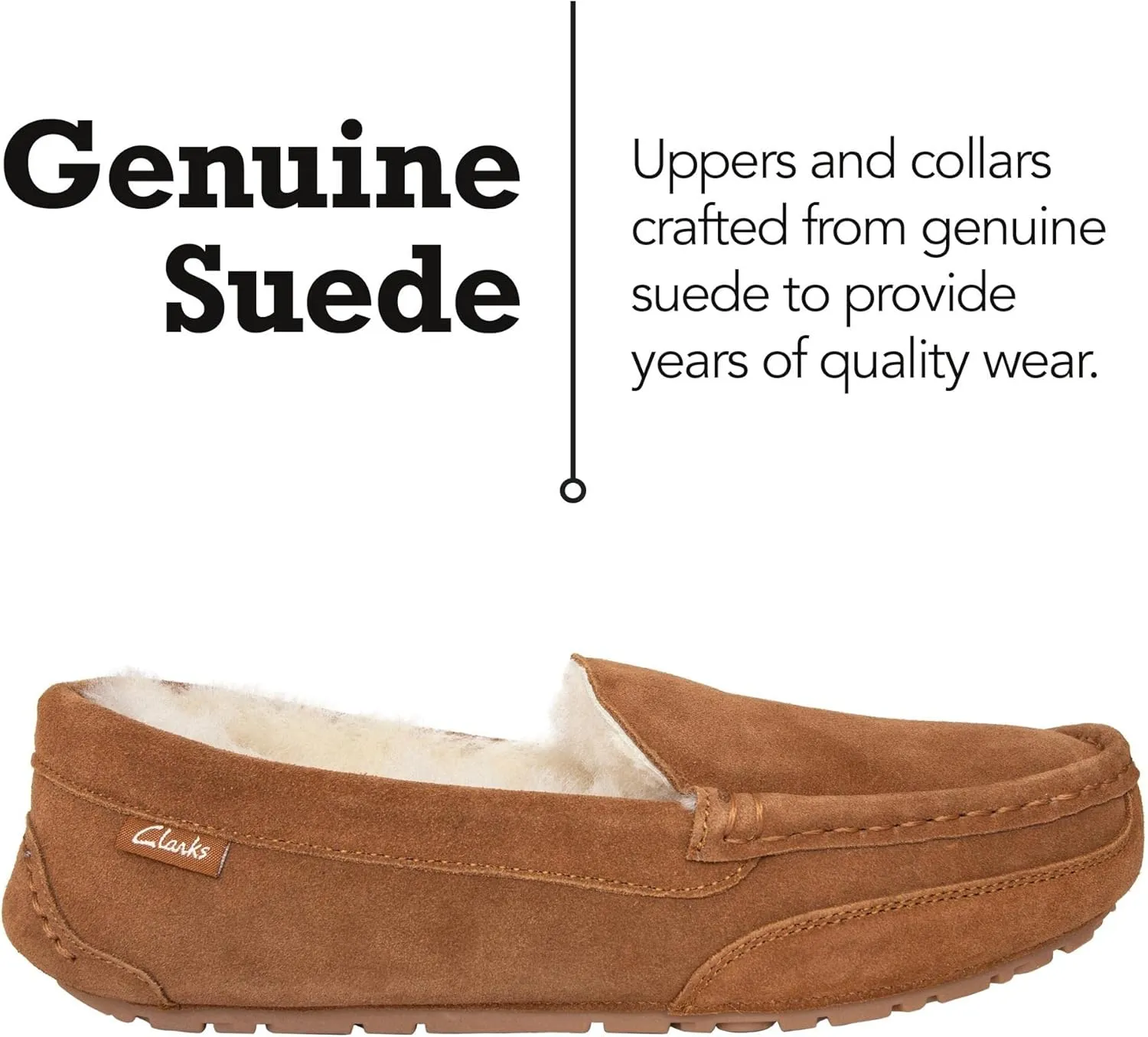 Clarks Shearling Moccasin House Slippers for Men - Indoor/Outdoor Gift for Him