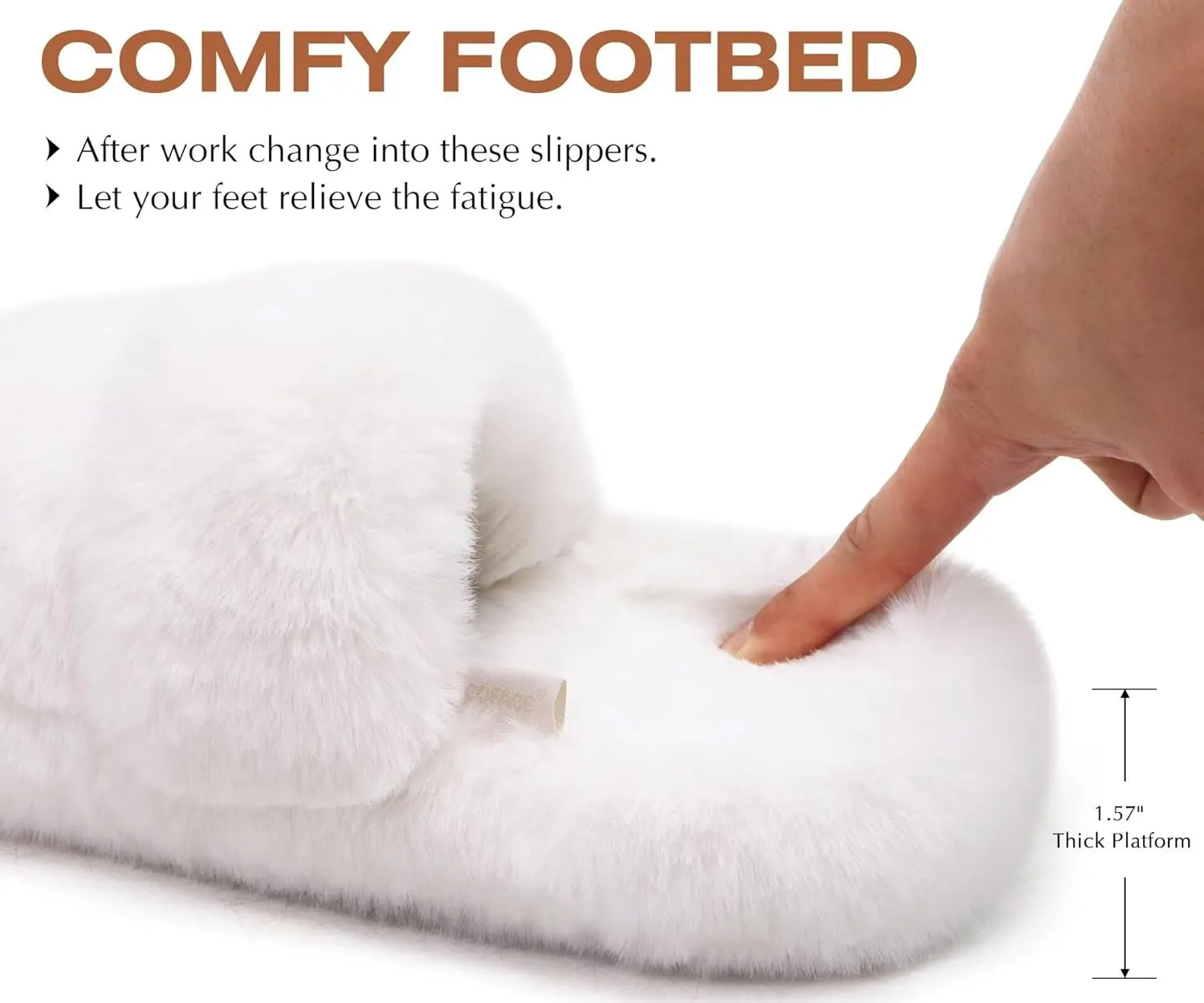 COFACE Womens House Slippers Woman Fuzzy Fluff Indoor Slipper Ladies Furry Fur Bedroom Slip On Slipers Women’s Home Winter Open Toe Plush Shearling Slide Size 5-11