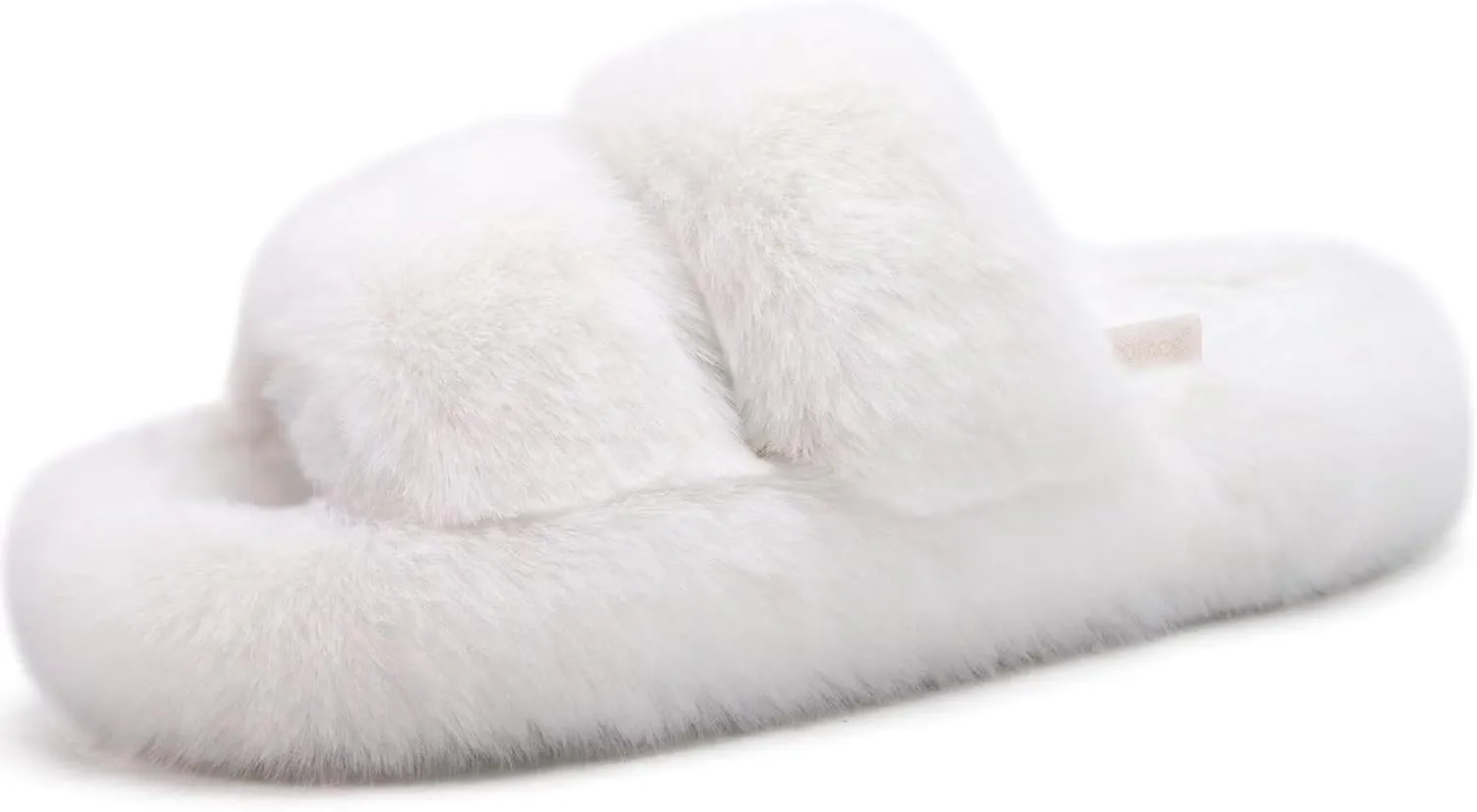 COFACE Womens House Slippers Woman Fuzzy Fluff Indoor Slipper Ladies Furry Fur Bedroom Slip On Slipers Women’s Home Winter Open Toe Plush Shearling Slide Size 5-11