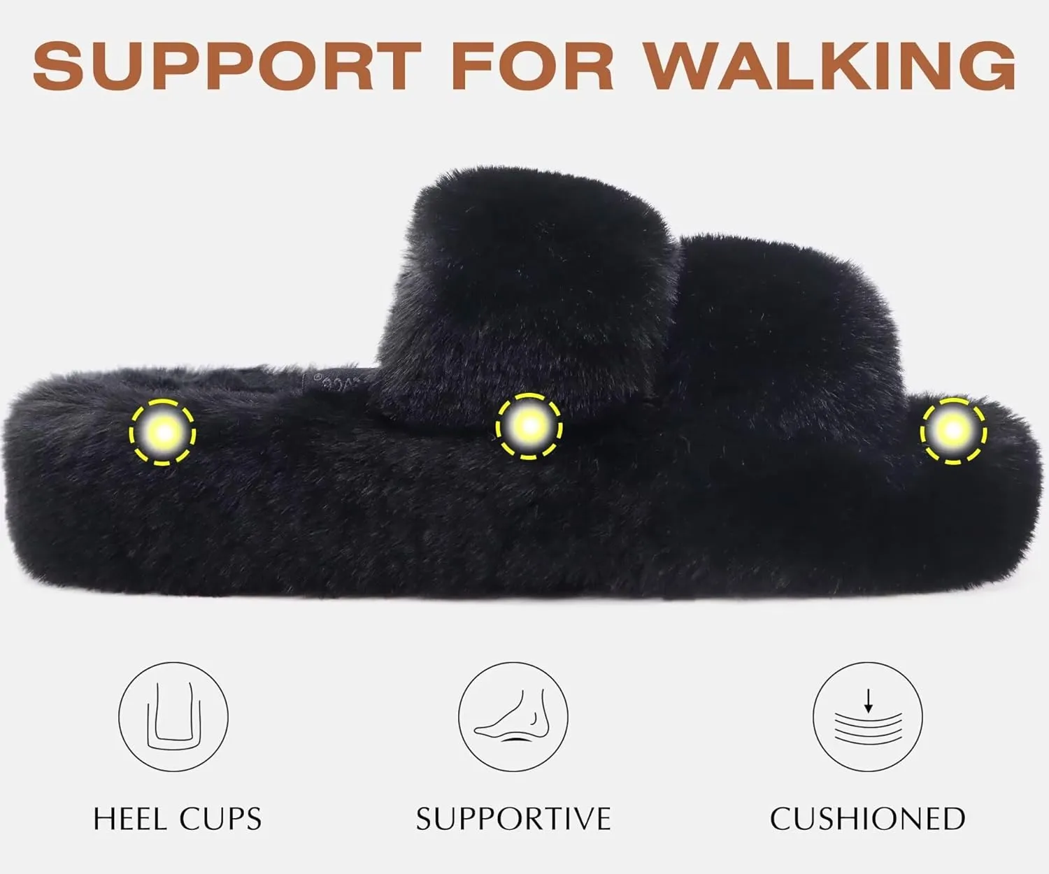 COFACE Womens House Slippers Woman Fuzzy Fluff Indoor Slipper Ladies Furry Fur Bedroom Slip On Slipers Women’s Home Winter Open Toe Plush Shearling Slide Size 5-11
