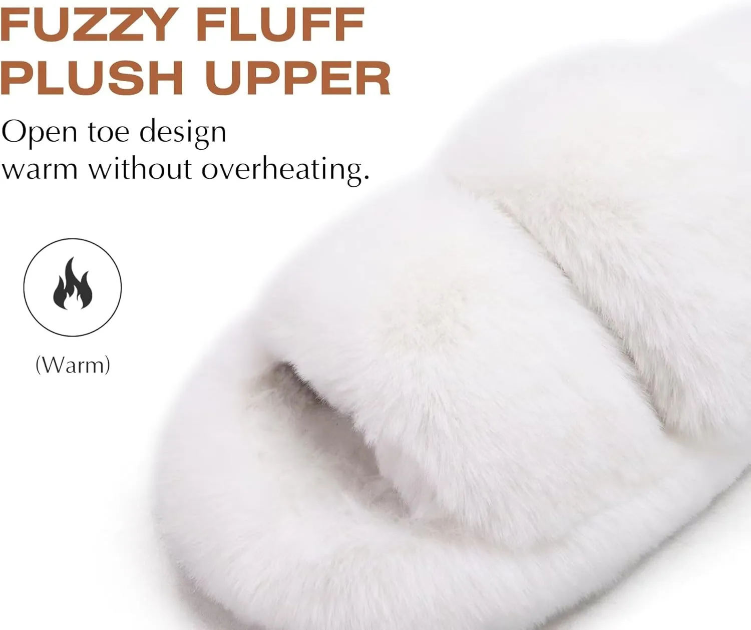 COFACE Womens House Slippers Woman Fuzzy Fluff Indoor Slipper Ladies Furry Fur Bedroom Slip On Slipers Women’s Home Winter Open Toe Plush Shearling Slide Size 5-11
