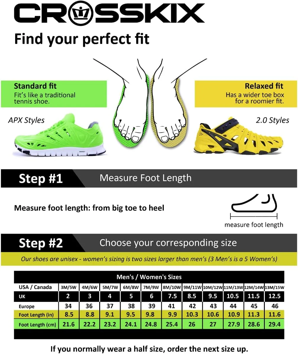 Crosskix 2.0 Closed Toe Water Shoes - Ergonomic Arch Support, Built-in Drainage and Ventilation for Men, Women, and Children