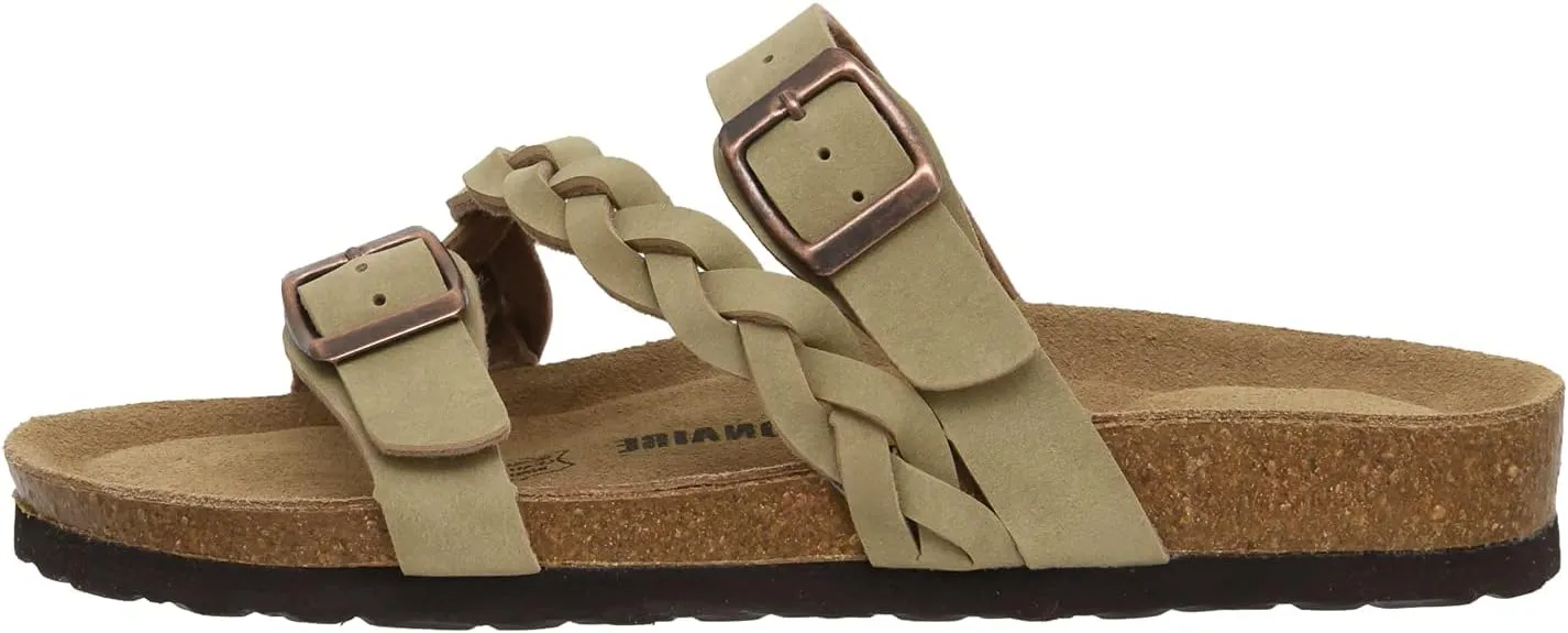 CUSHIONAIRE Women's Lizzy Cork Footbed Sandal - Comfortable, Adjustable Straps, Arch Support, Wide Widths Available, Boho Chic Summer Slides
