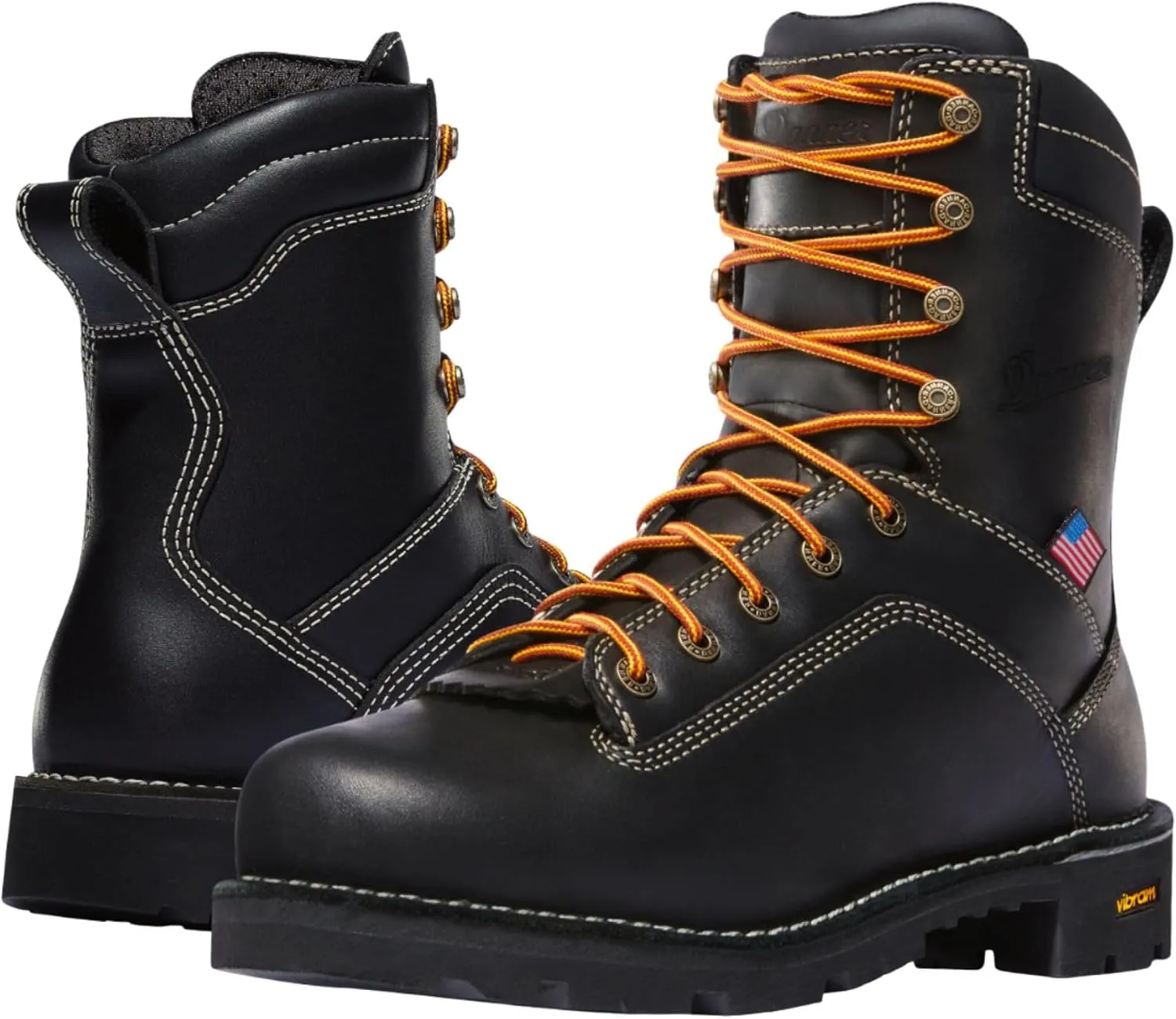 Danner 8” Quarry USA Waterproof Alloy Safety Toe Work Boots for Men - Full-Grain Leather with Gore-Tex Lining and Traction Heel Outsole, EH Resistant