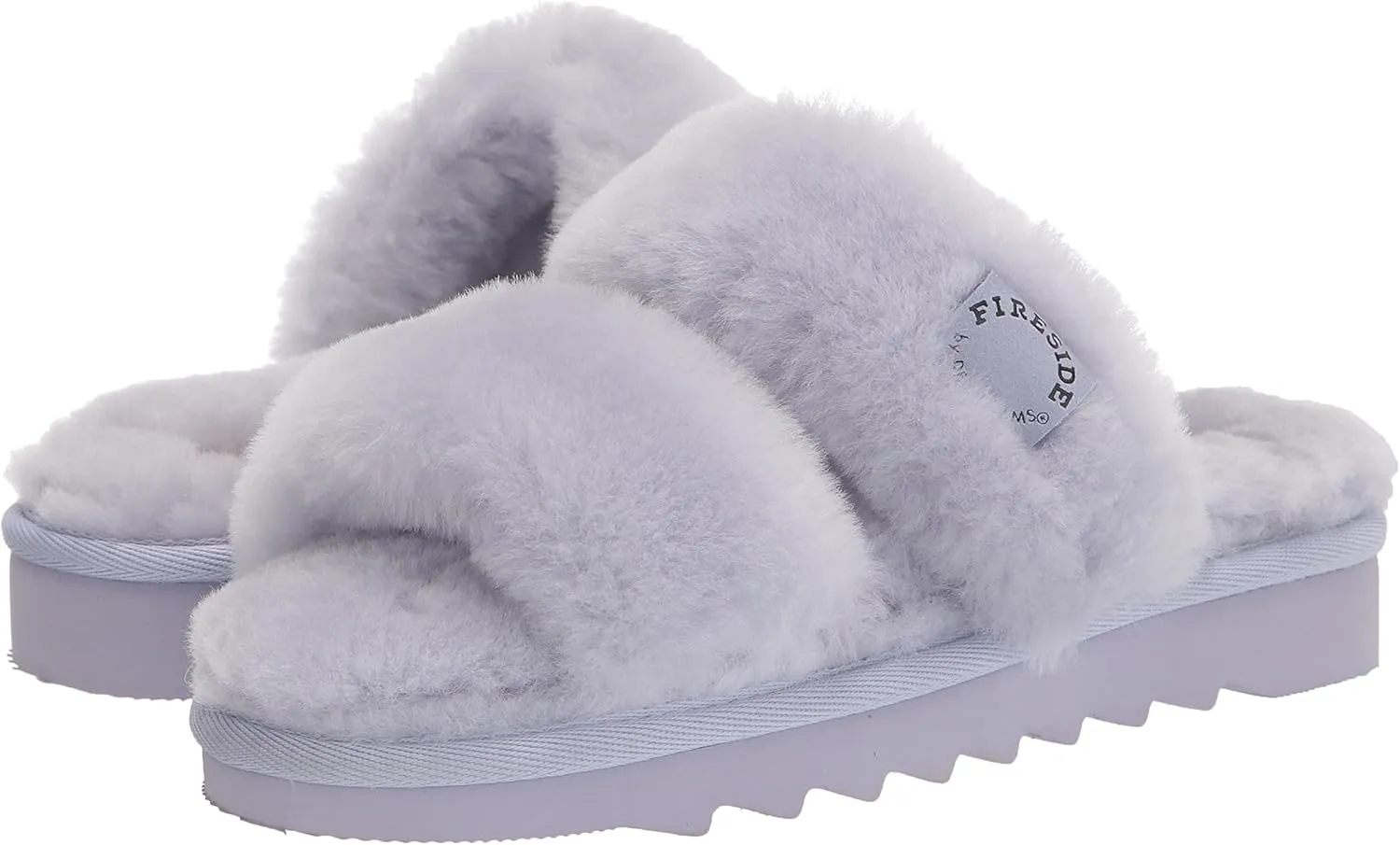 Dearfoams Women's Fireside Benalla All Over Shearling Double Band Easy On/Off Slide Slipper