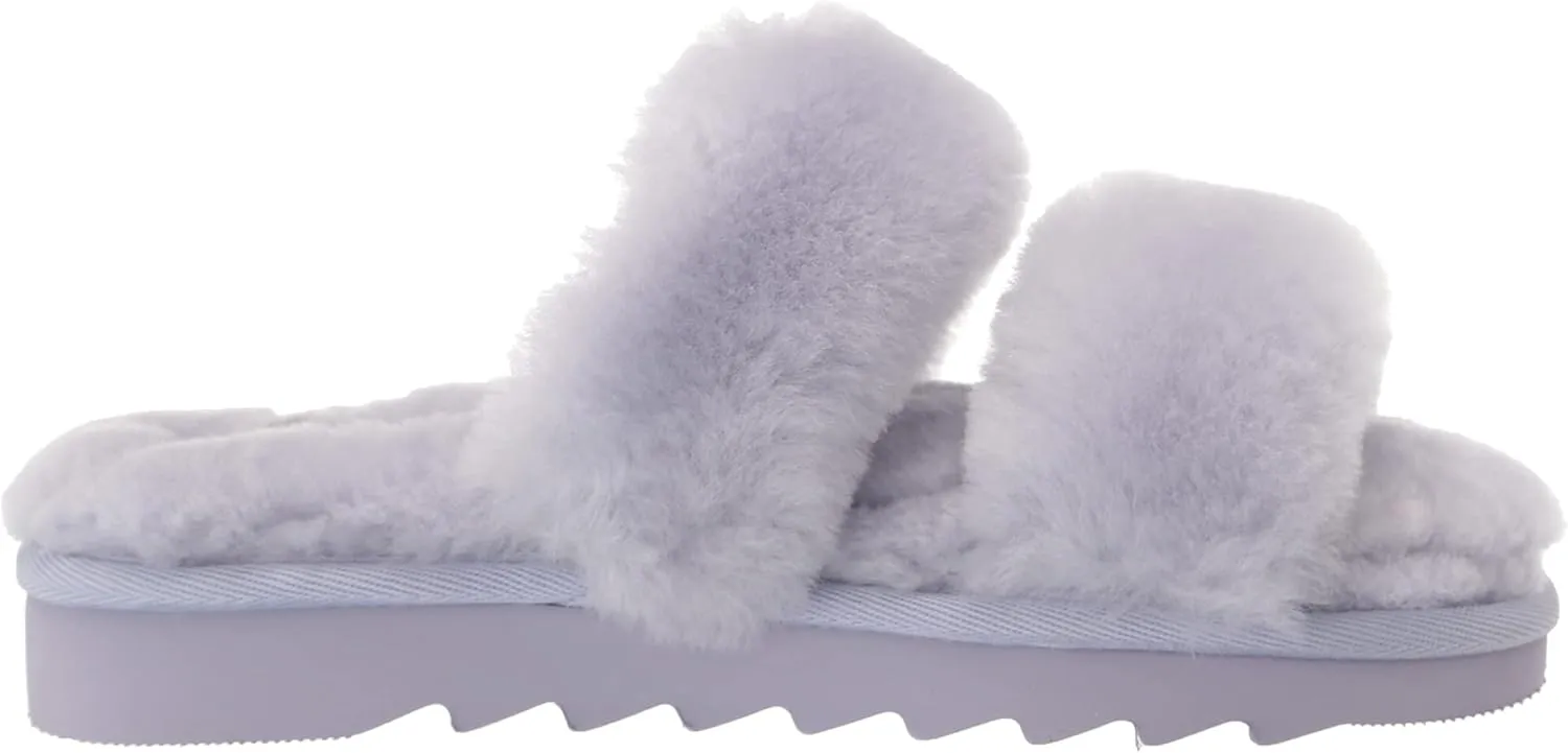 Dearfoams Women's Fireside Benalla All Over Shearling Double Band Easy On/Off Slide Slipper