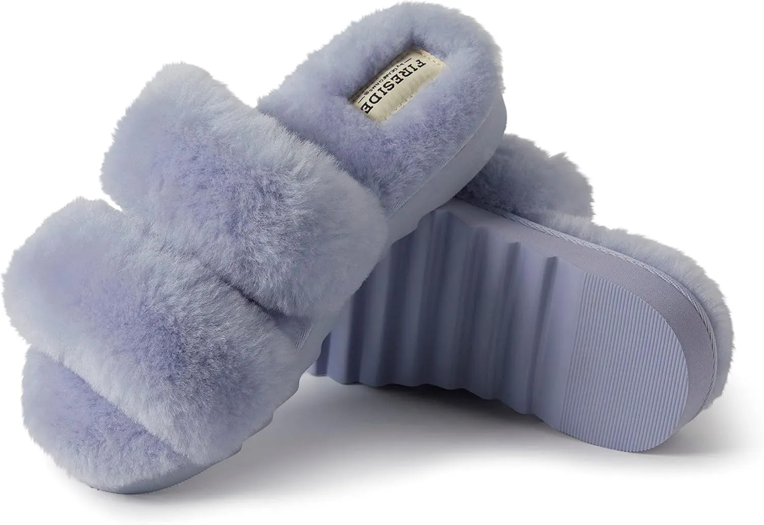 Dearfoams Women's Fireside Benalla All Over Shearling Double Band Easy On/Off Slide Slipper