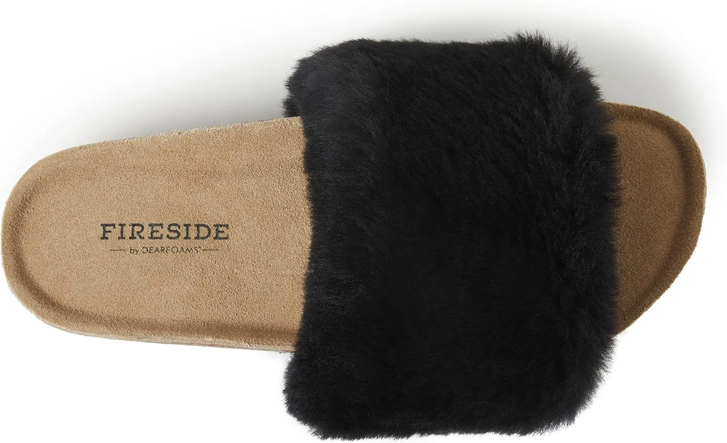 Dearfoams Women's Fireside Canberra Genuine Shearling Cork Footbed Easy On/Off Slide