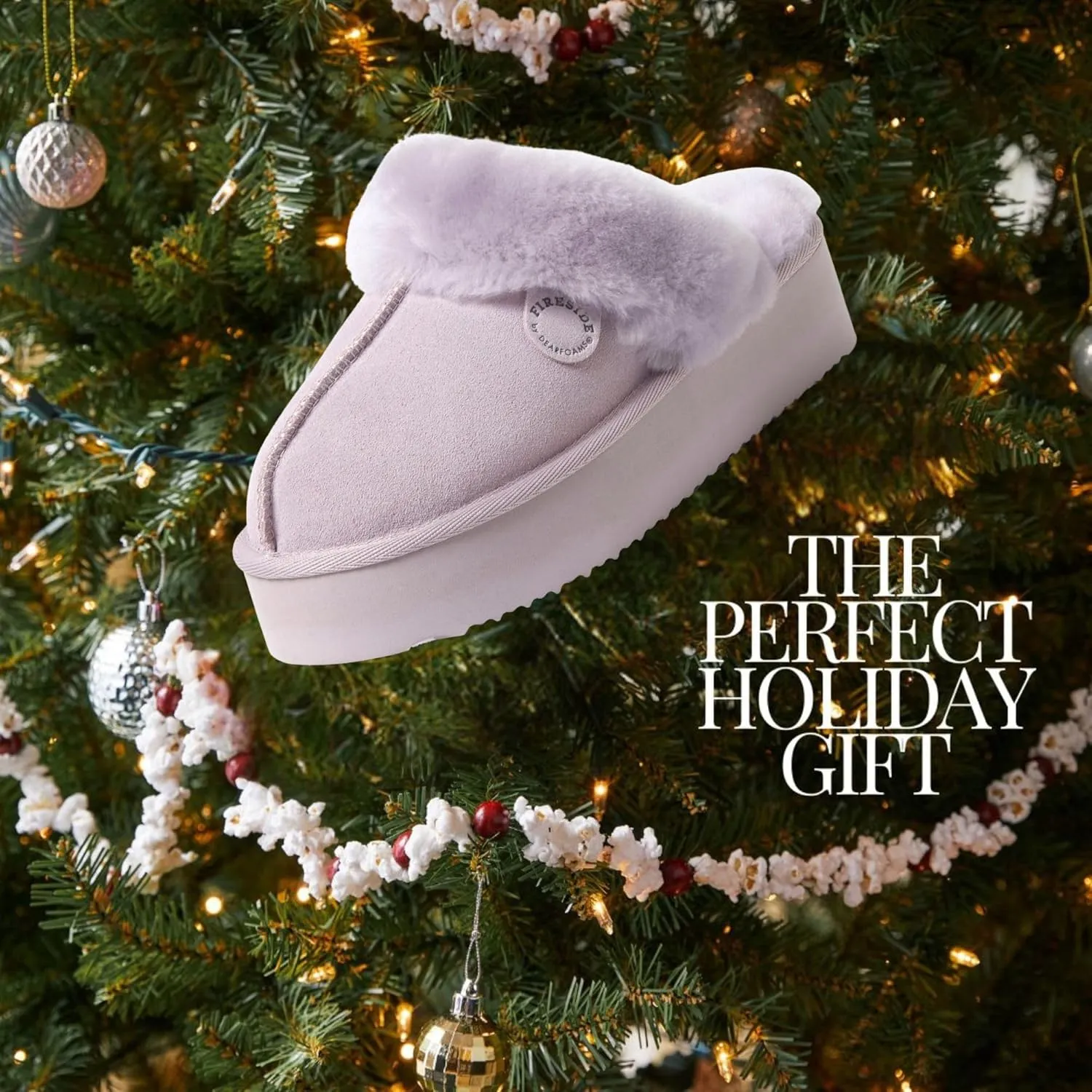 Dearfoams Women's Fireside Melton Genuine Shearling Shearling Platform Slippers Scuff
