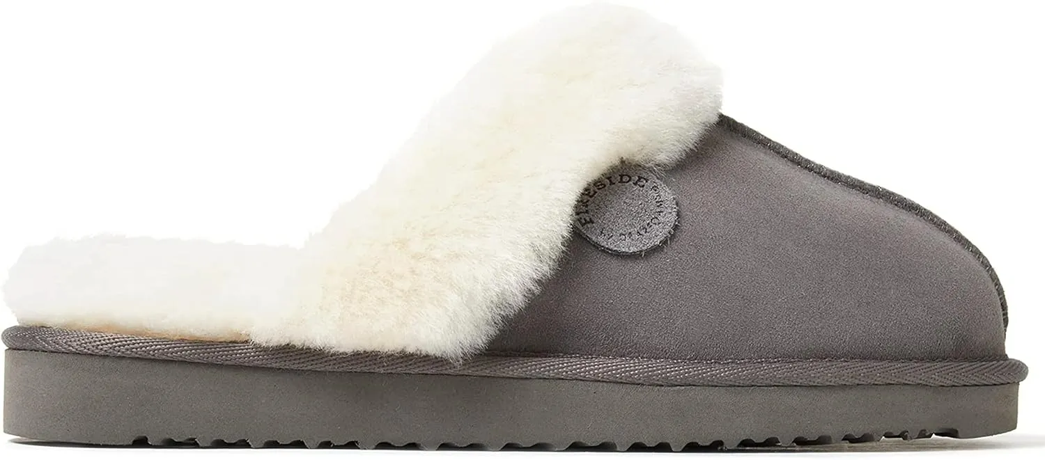 Dearfoams Women's Fireside Sydney Shearling Fur Indoor/Outdoor Scuff Slipper with Wide Widths