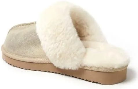 Dearfoams Women's Fireside Sydney Shearling Fur Indoor/Outdoor Scuff Slipper with Wide Widths
