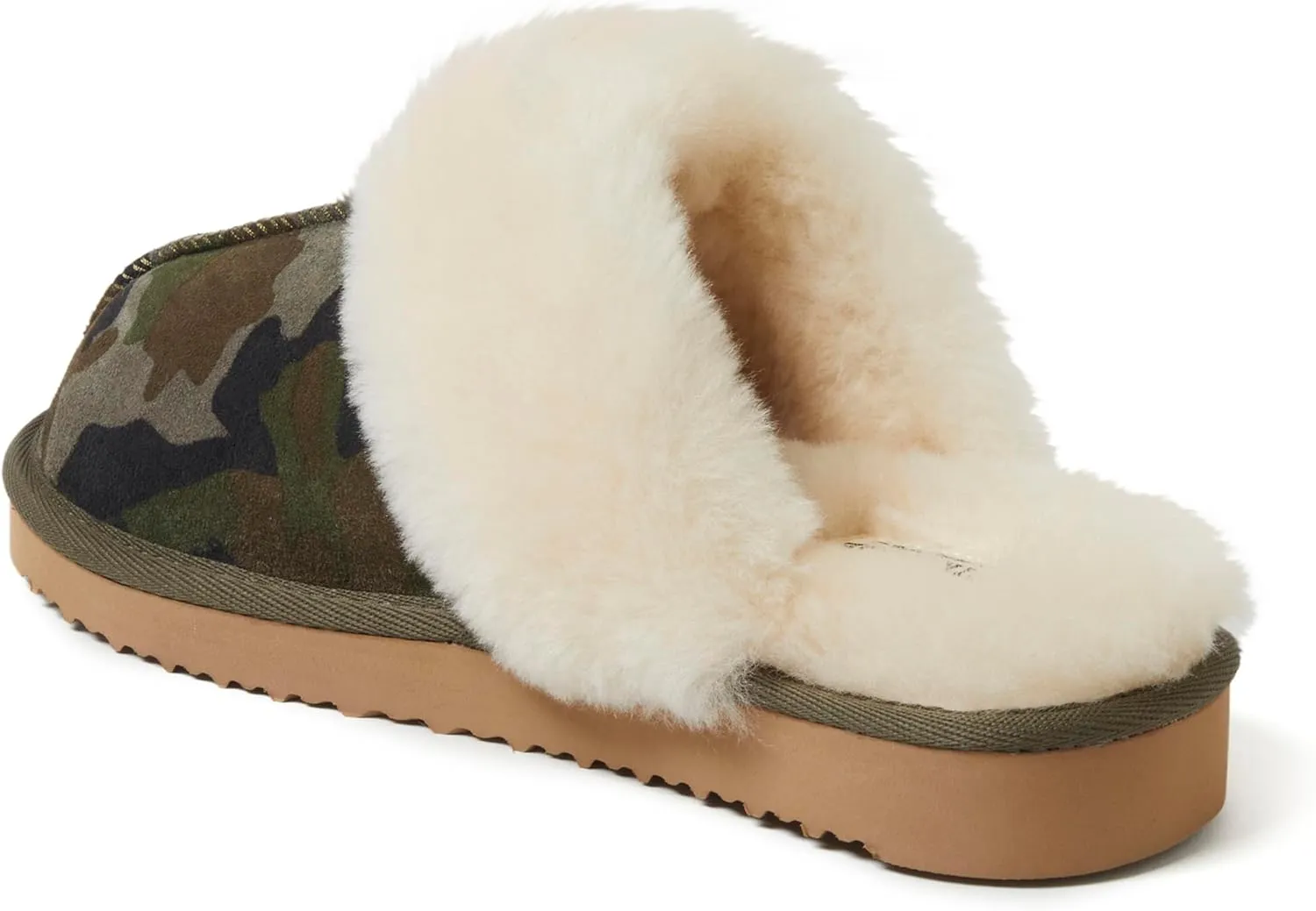 Dearfoams Women's Fireside Sydney Shearling Fur Indoor/Outdoor Scuff Slipper with Wide Widths