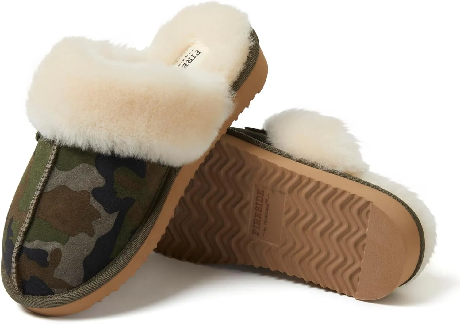 Dearfoams Women's Fireside Sydney Shearling Fur Indoor/Outdoor Scuff Slipper with Wide Widths