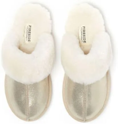 Dearfoams Women's Fireside Sydney Shearling Fur Indoor/Outdoor Scuff Slipper with Wide Widths