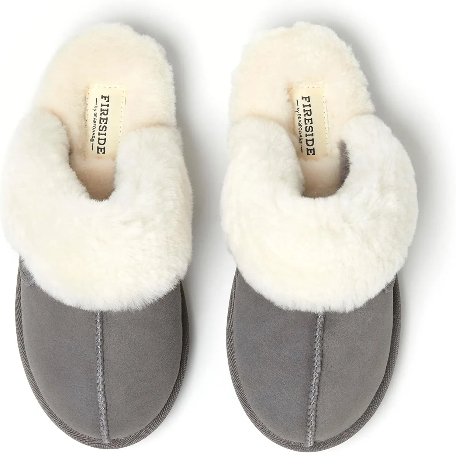Dearfoams Women's Fireside Sydney Shearling Fur Indoor/Outdoor Scuff Slipper with Wide Widths