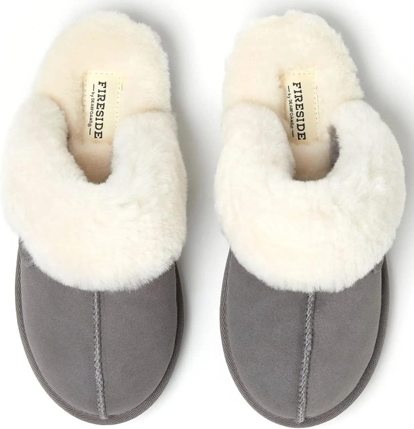 Dearfoams Women's Fireside Sydney Shearling Fur Indoor/Outdoor Scuff Slipper with Wide Widths