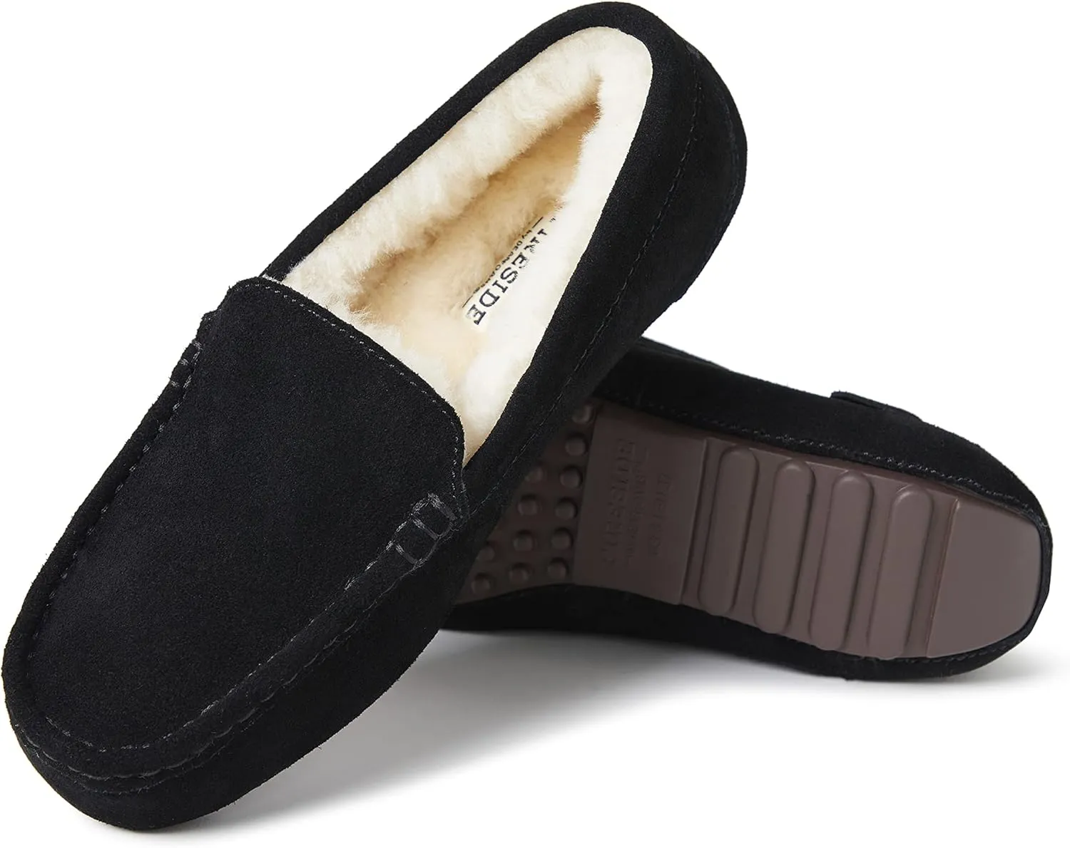 Dearfoams Women's Moccasin Slipper - Fireside Mel Indoor House Shoe with Genuine Shearling and Cozy Memeory Foam