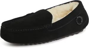 Dearfoams Women's Moccasin Slipper - Fireside Mel Indoor House Shoe with Genuine Shearling and Cozy Memeory Foam