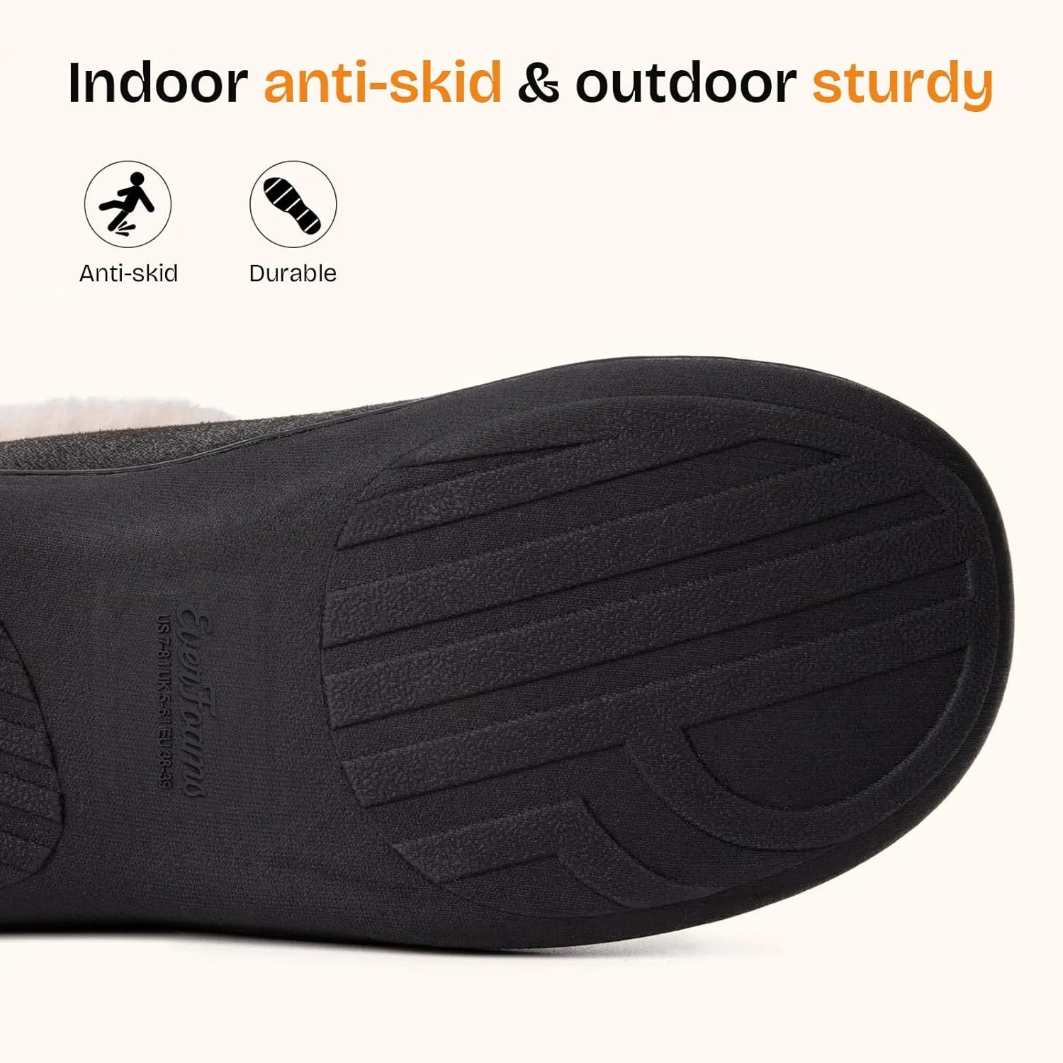 EverFoams Women's Micro Suede Cozy Memory Foam Winter Slippers with Fuzzy Faux Fur Collar and Indoor Outdoor Rubber Sole