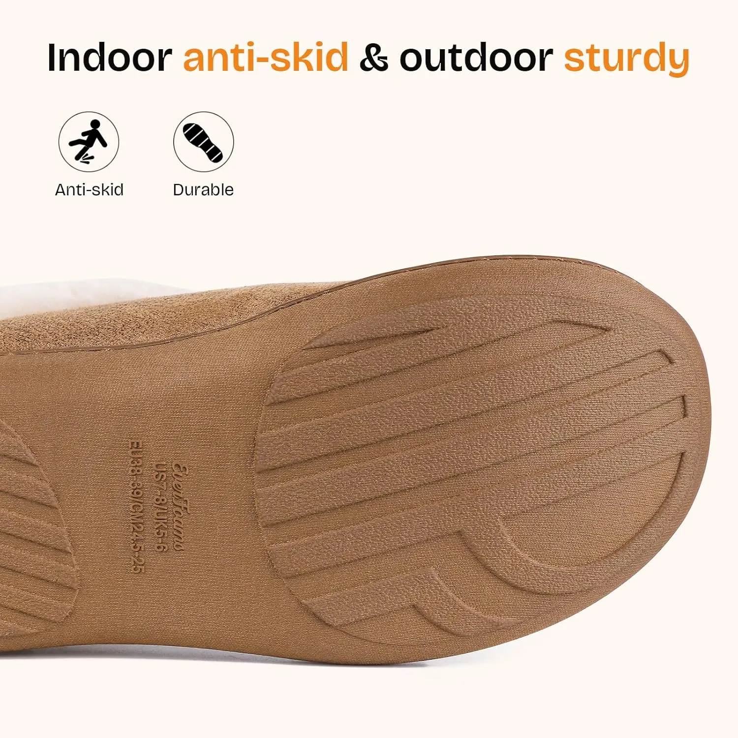 EverFoams Women's Micro Suede Cozy Memory Foam Winter Slippers with Fuzzy Faux Fur Collar and Indoor Outdoor Rubber Sole