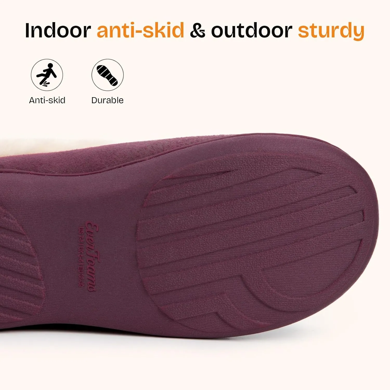 EverFoams Women's Micro Suede Cozy Memory Foam Winter Slippers with Fuzzy Faux Fur Collar and Indoor Outdoor Rubber Sole