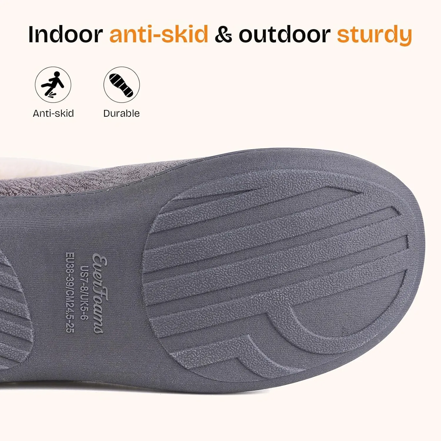EverFoams Women's Micro Suede Cozy Memory Foam Winter Slippers with Fuzzy Faux Fur Collar and Indoor Outdoor Rubber Sole