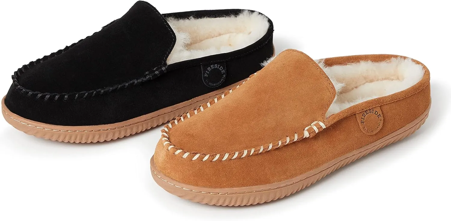 Fireside by Dearfoams Men's Gold Coast Shearling Indoor/Outdoor Scuff Slipper
