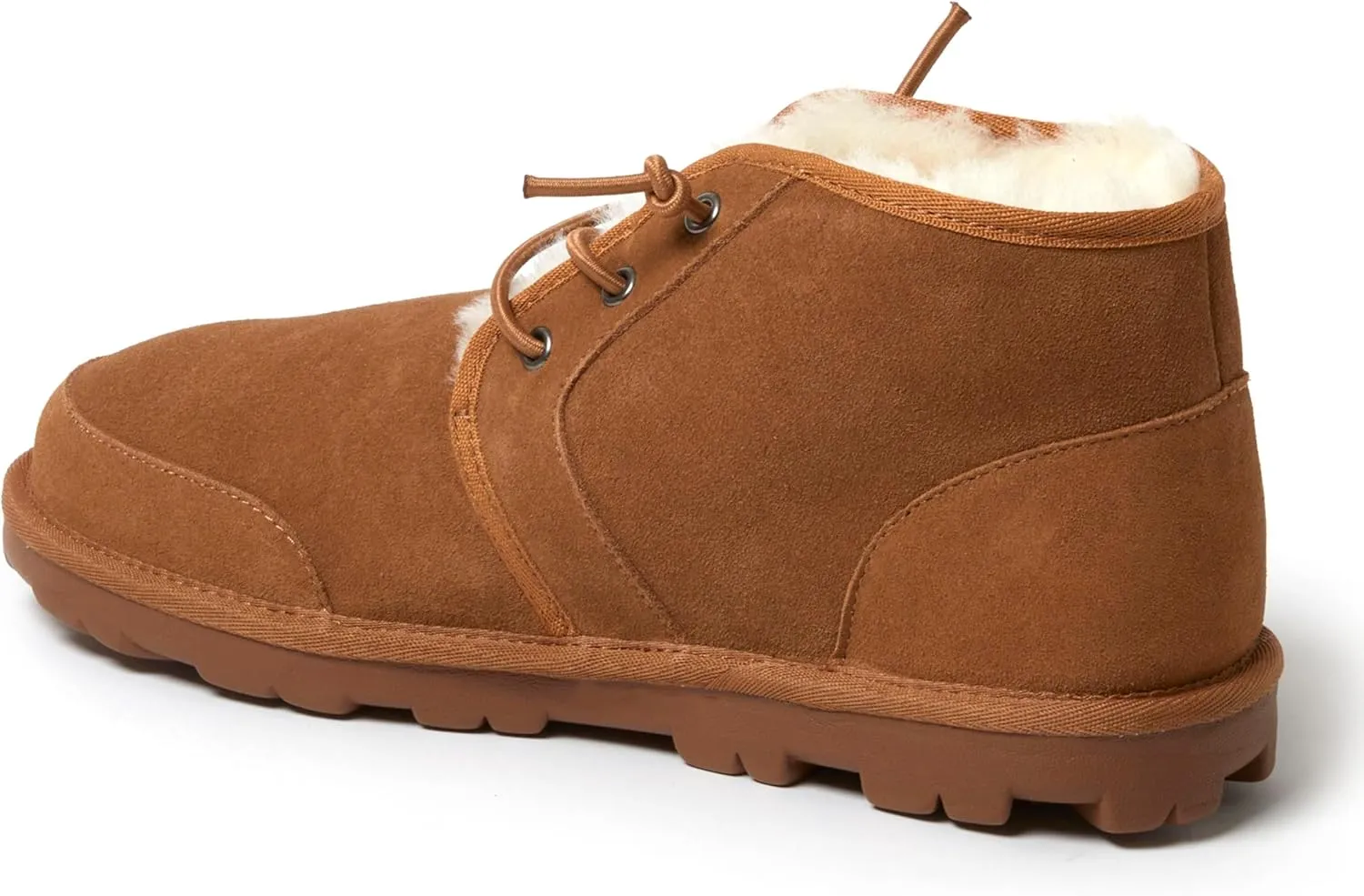 Fireside by Dearfoams Men's Shepparton Shearling Fur Indoor/Outdoor Lace-up Chukka Boot