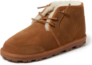 Fireside by Dearfoams Men's Shepparton Shearling Fur Indoor/Outdoor Lace-up Chukka Boot