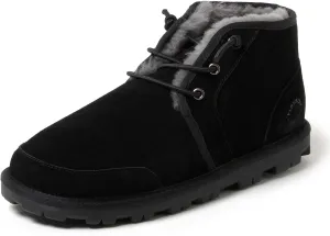 Fireside by Dearfoams Men's Shepparton Shearling Fur Indoor/Outdoor Lace-up Chukka Boot