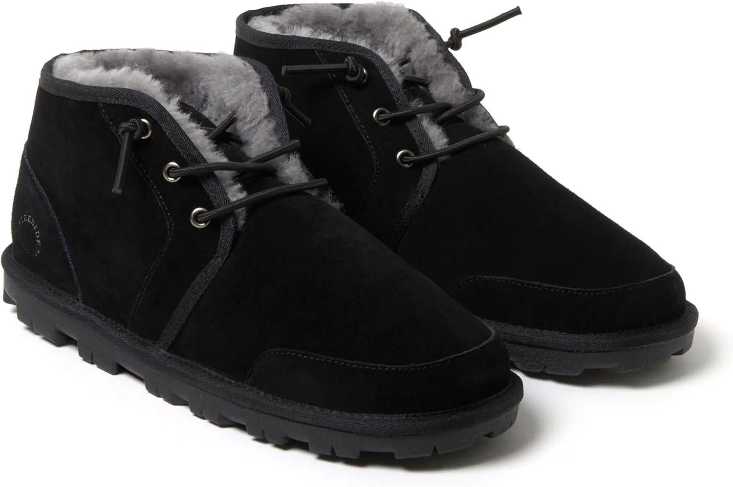 Fireside by Dearfoams Men's Shepparton Shearling Fur Indoor/Outdoor Lace-up Chukka Boot