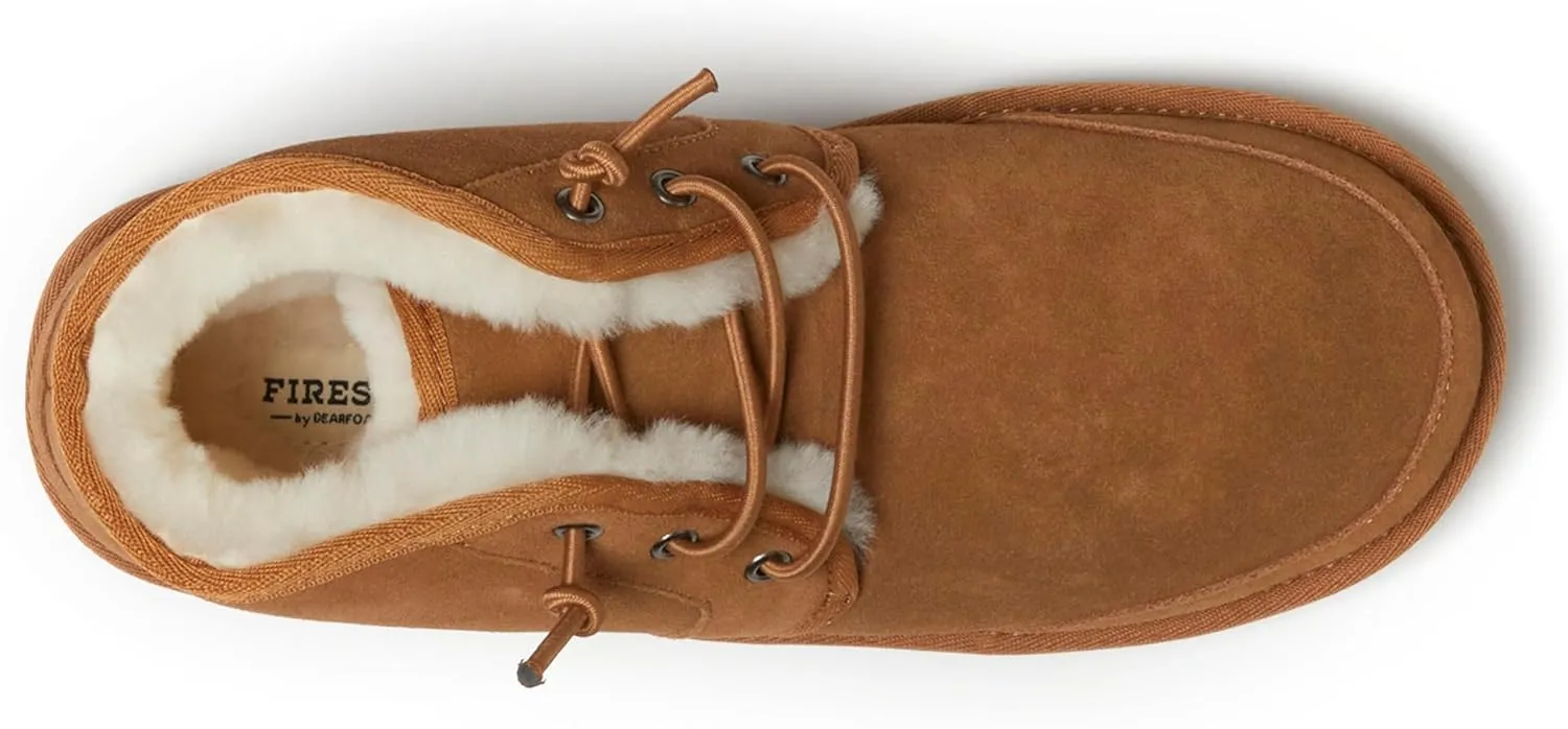 Fireside by Dearfoams Men's Shepparton Shearling Fur Indoor/Outdoor Lace-up Chukka Boot