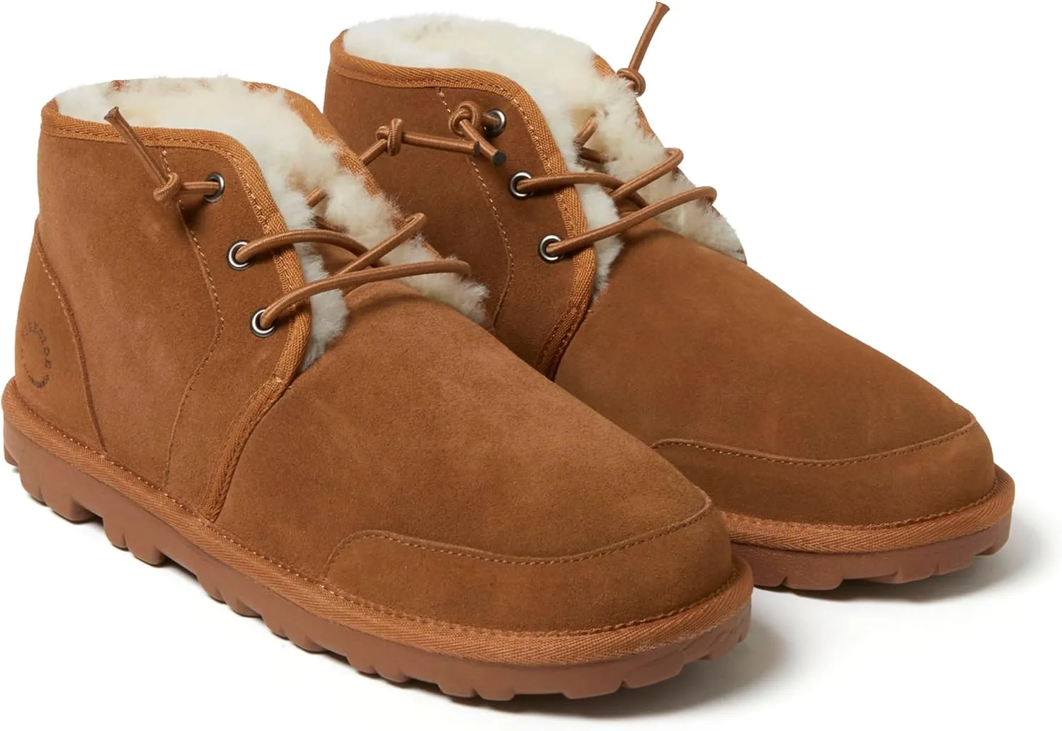 Fireside by Dearfoams Men's Shepparton Shearling Fur Indoor/Outdoor Lace-up Chukka Boot