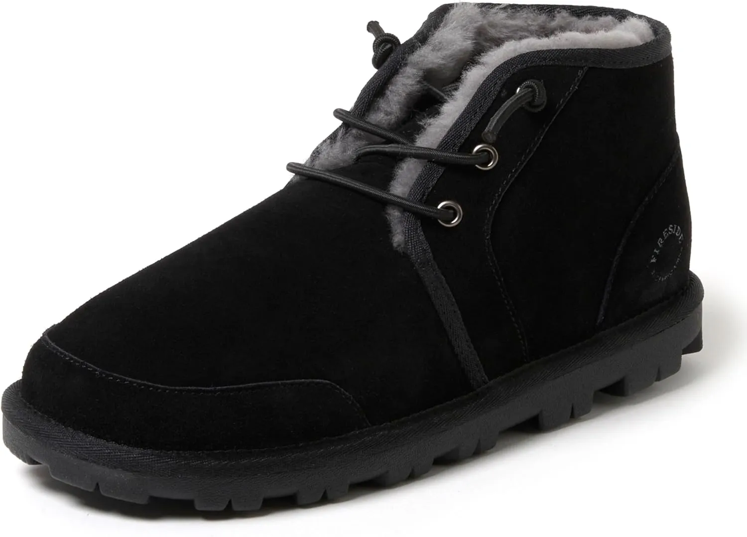 Fireside by Dearfoams Men's Shepparton Shearling Fur Indoor/Outdoor Lace-up Chukka Boot