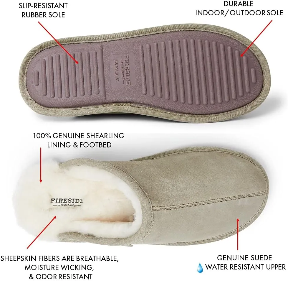 Fireside by Dearfoams Men's Warwick Water Resistant Shearling Scuff Slipper