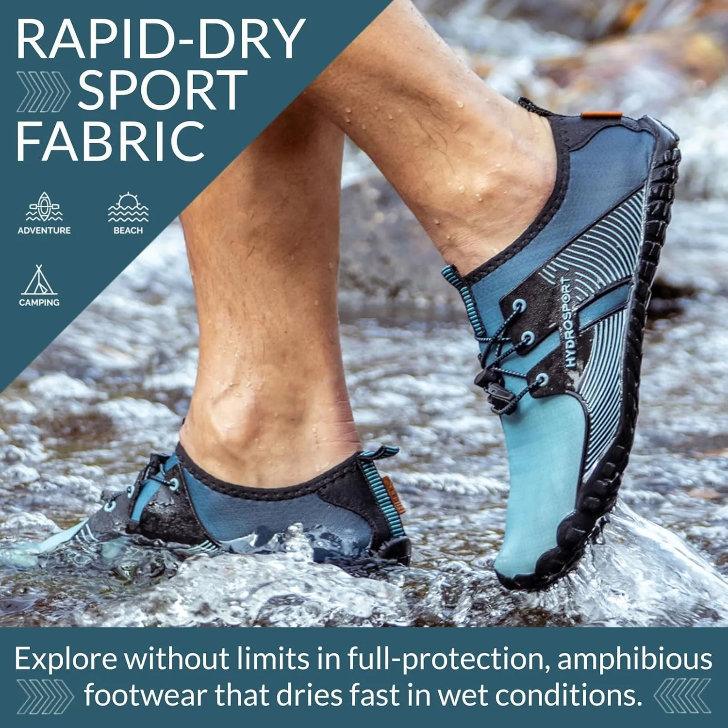FITKICKS HydroSport Land-to-Water Footwear, Unisex Barefoot Shoes, Ideal for Beach, Yoga, Surf, Camping Accessories, Versatile Barefoot Shoes for Men and Women