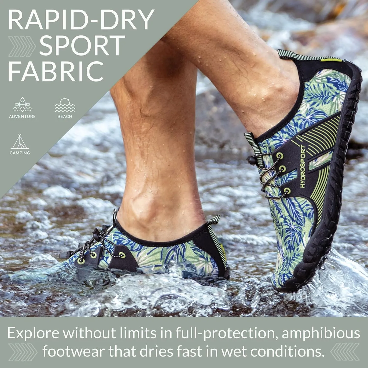 FITKICKS HydroSport Land-to-Water Footwear, Unisex Barefoot Shoes, Ideal for Beach, Yoga, Surf, Camping Accessories, Versatile Barefoot Shoes for Men and Women