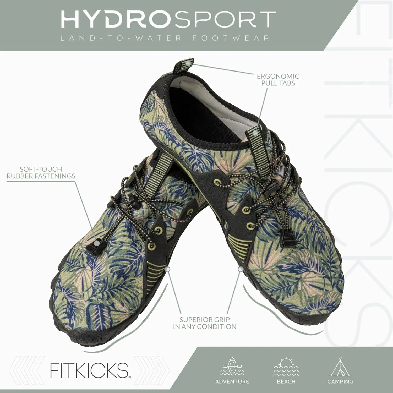 FITKICKS HydroSport Land-to-Water Footwear, Unisex Barefoot Shoes, Ideal for Beach, Yoga, Surf, Camping Accessories, Versatile Barefoot Shoes for Men and Women