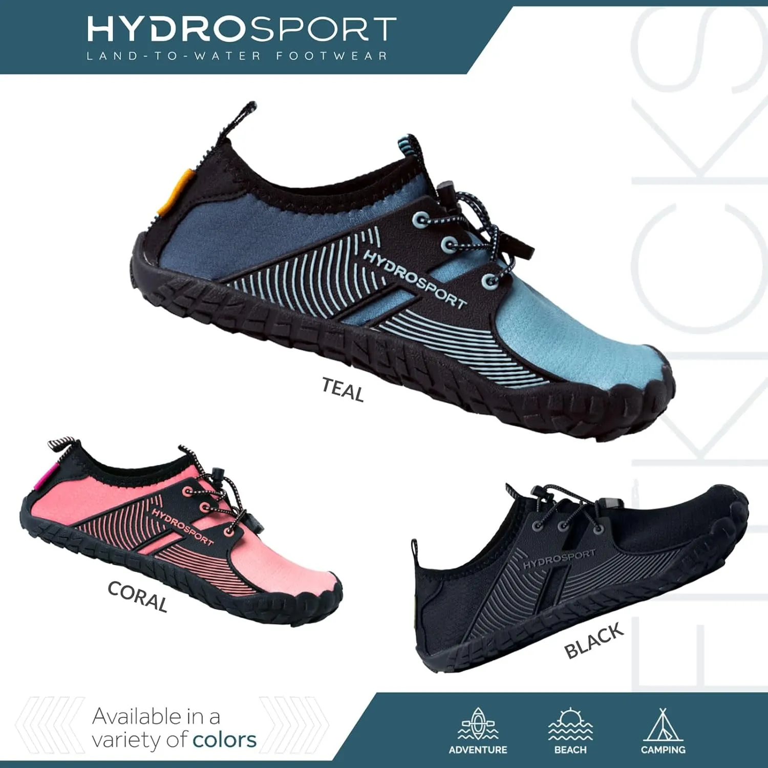 FITKICKS HydroSport Land-to-Water Footwear, Unisex Barefoot Shoes, Ideal for Beach, Yoga, Surf, Camping Accessories, Versatile Barefoot Shoes for Men and Women