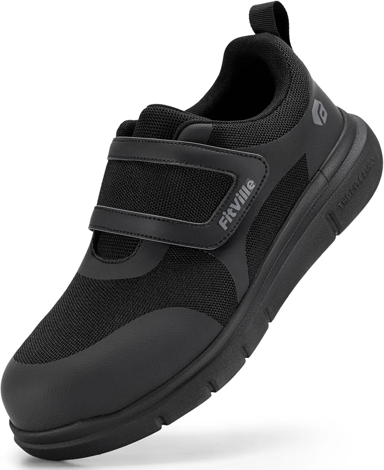 FitVille Men's Composite Toe Safety Shoes, Black, Athletic Shoe, Steel Toe, Puncture & Slip Resistant, Lightweight, Casual Hiking Shoes