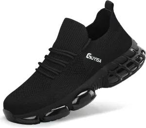 GLANOUDUN Steel Toe Shoes for Men Black Work Shoes Lightweight Safety Shoe for Men Indestructible Steel Toe Sneakers Industrial Construction Shoe Men's Work & Safety Footwear
