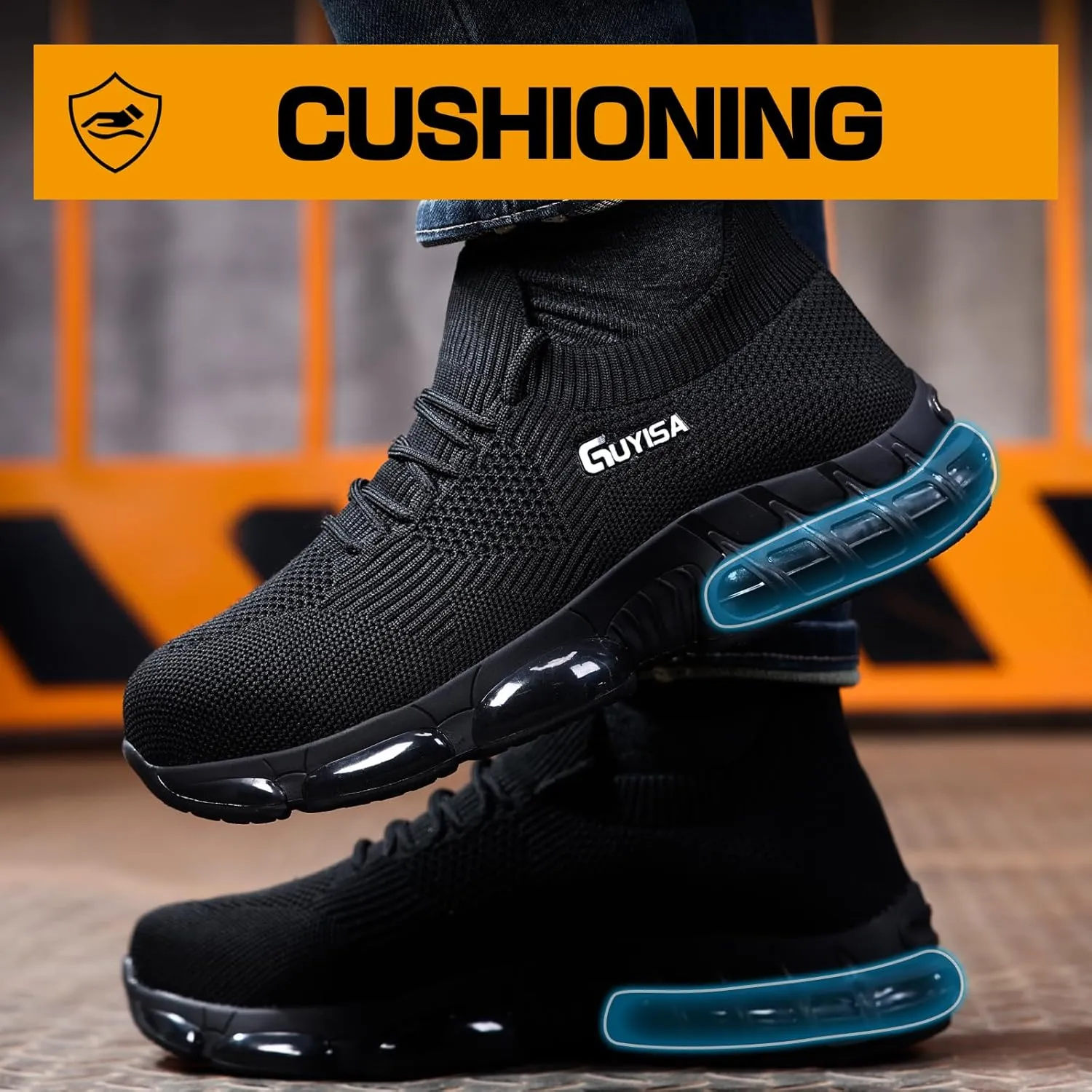 GLANOUDUN Steel Toe Shoes for Men Black Work Shoes Lightweight Safety Shoe for Men Indestructible Steel Toe Sneakers Industrial Construction Shoe Men's Work & Safety Footwear