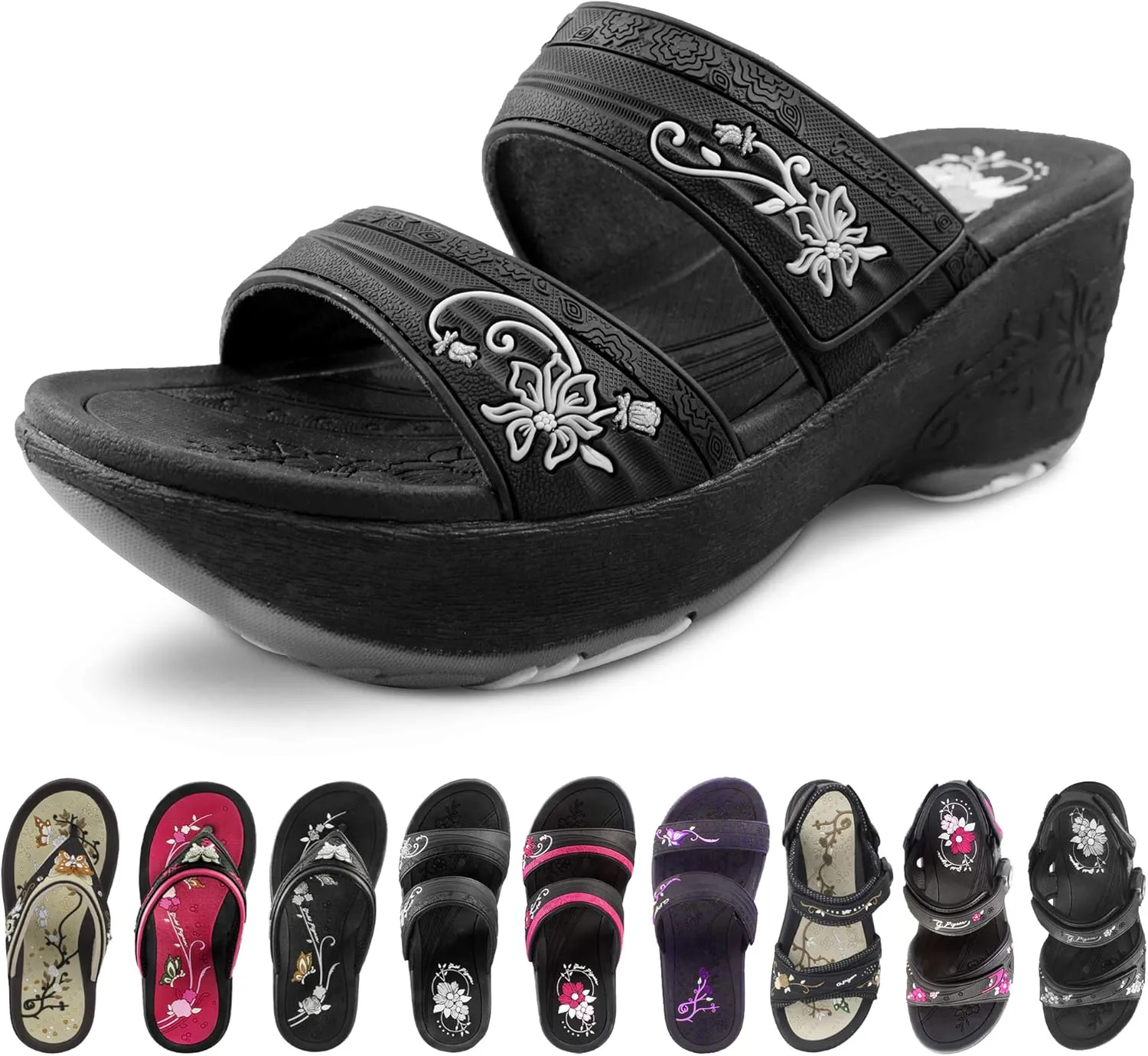 Gold Pigeon Shoes Comfortable Wedge Sandals, Women's Platform Sandals Casual Summer Beach, Heeled Wedges 2.75"