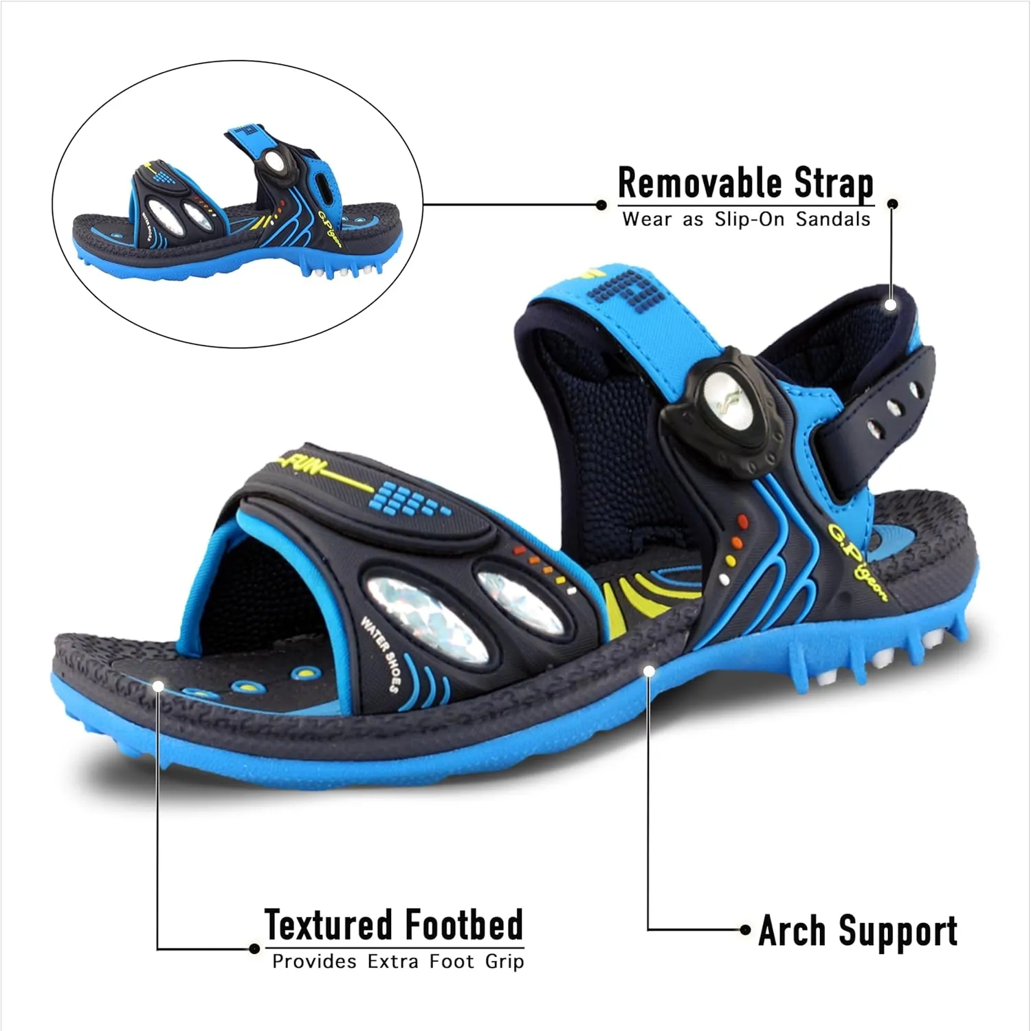 Gold Pigeon Shoes SIGNATURE Easy Snap Buckle Unisex -Child Outdoor Water Sandal for Kids Toddler Boys Girls