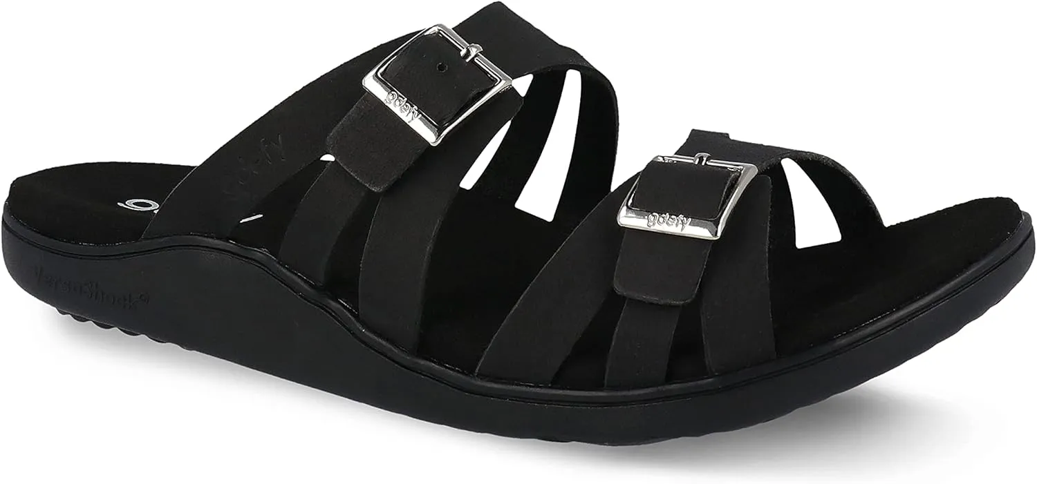 Gravity Defyer Women's GDEFY Ortal Leather Strappy Fashion Sandal - VersoShock Proven Performance Orthotic Slides