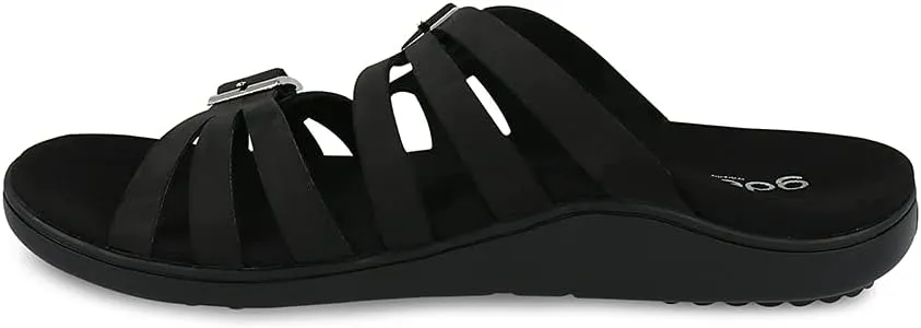 Gravity Defyer Women's GDEFY Ortal Leather Strappy Fashion Sandal - VersoShock Proven Performance Orthotic Slides